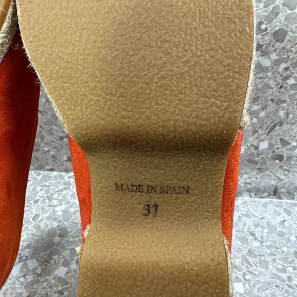 Gaimo Spain Red Suede Flats Women’s 6.5 Espadrille Slip On Flower Detail NWOB - Picture 9 of 12